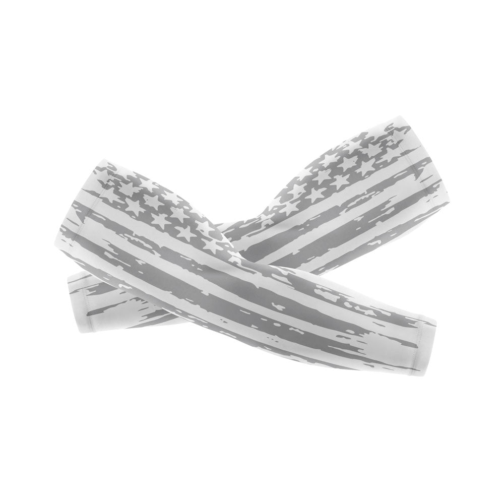 white flag arm sleeves, flag arm sleeves, arm sleevem baseball arm sleeves