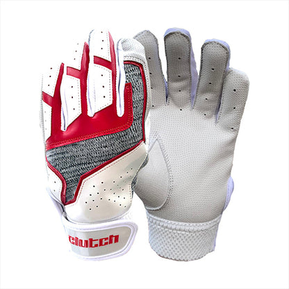 Red and white batting gloves, Clutch Batting gloves
