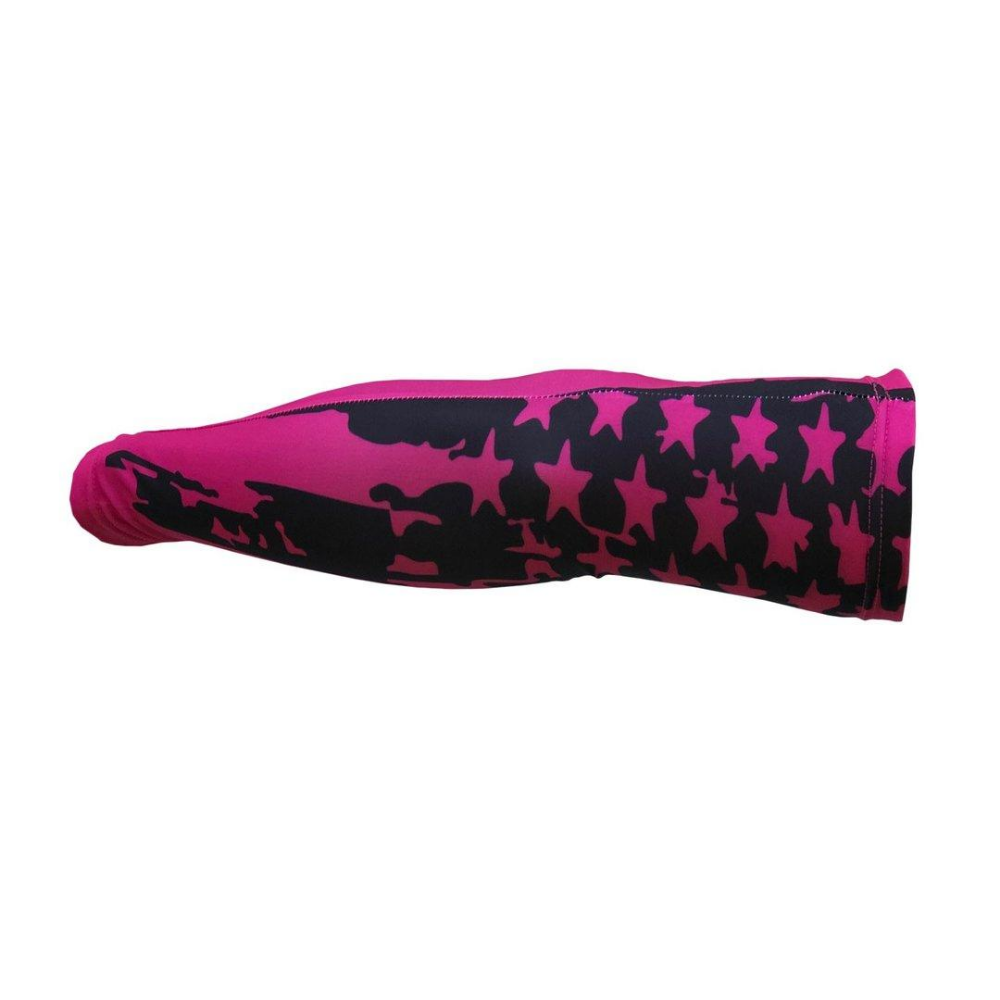 pink arm sleeves, flag arm sleeves, pink flag arm sleeve, pink baseball arm sleeve
