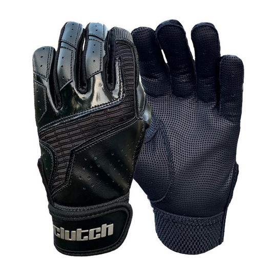 Black batting gloves, clutch batting gloves, baseball batting gloves 