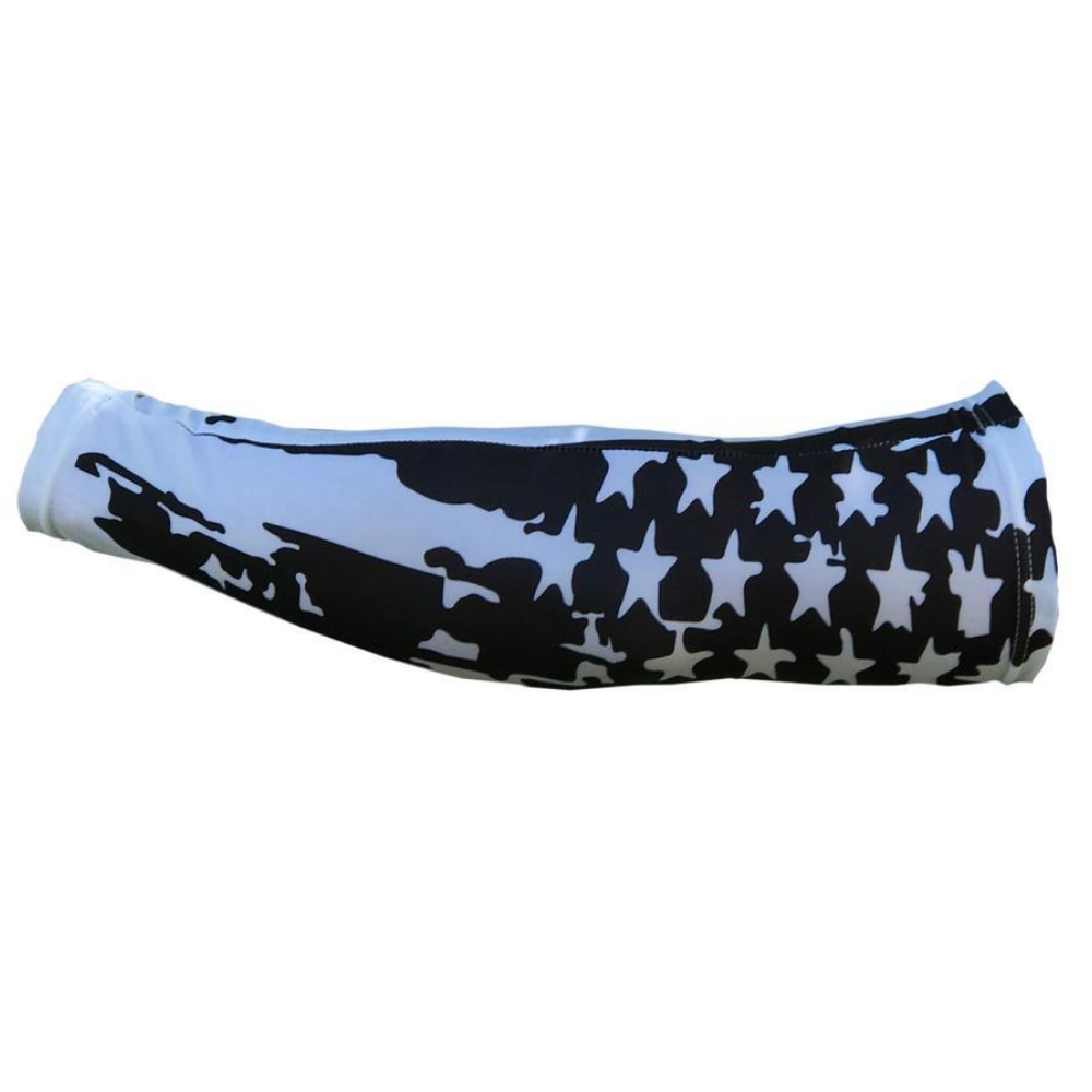 white flag compression arm sleeves, flag arm sleeves, baseball arm sleeves