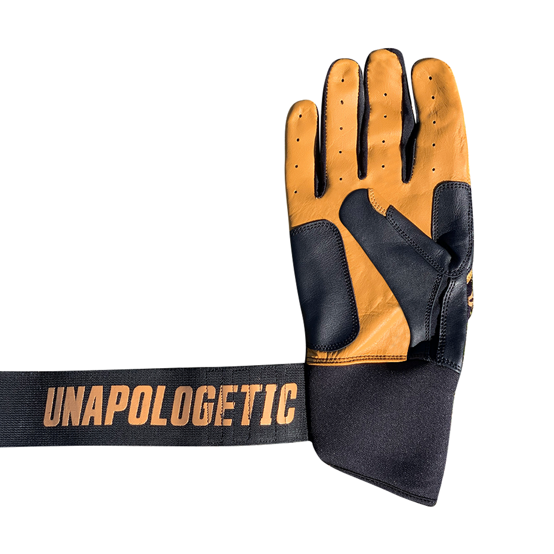 Black and gold top baseball batting gloves