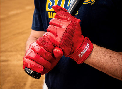 Red batting gloves, baseball batting gloves, clutch batting gloves 